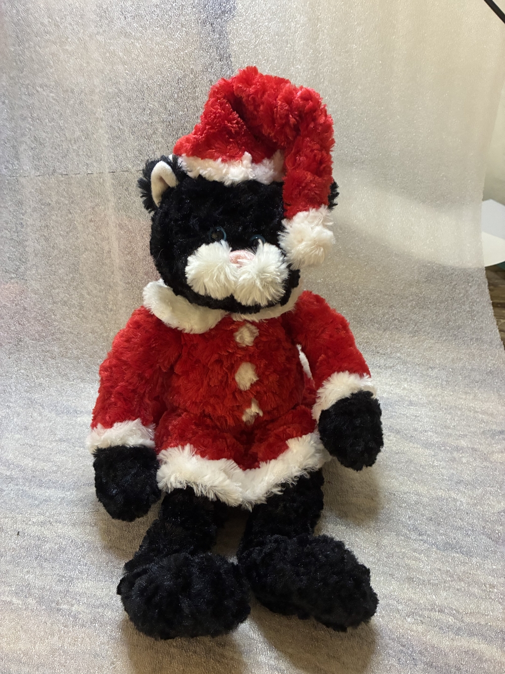Gund Black & Red Plush Cat in Santa Outfit